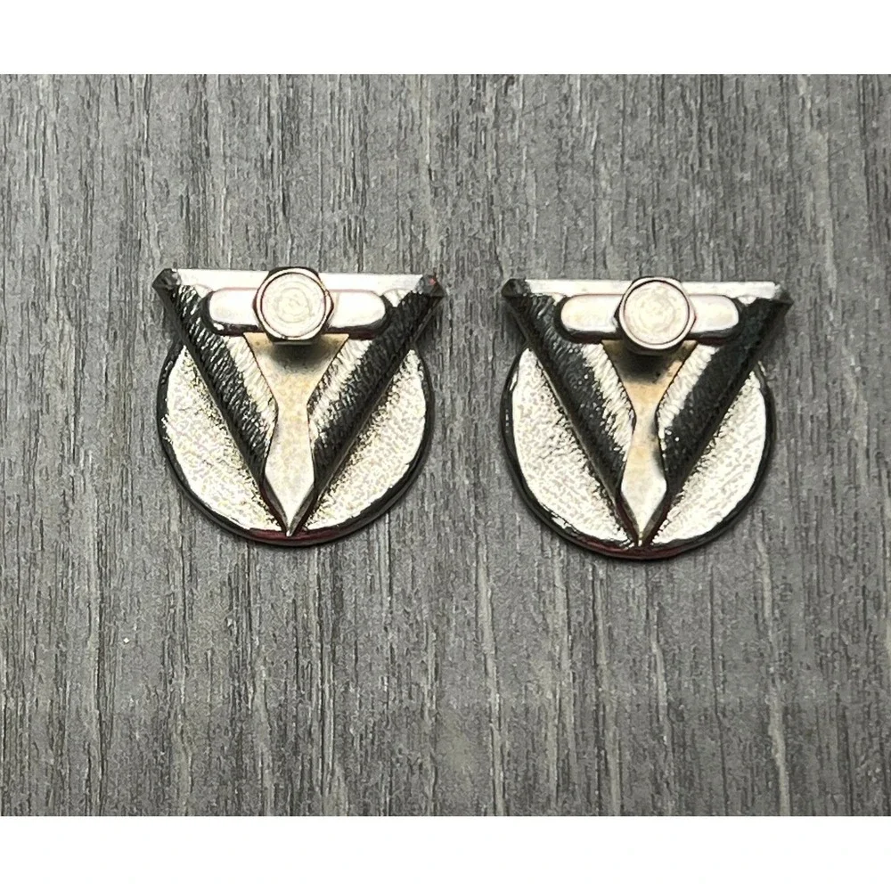 Vintage Square Dance Couple Collar Tips Silver Tone Western Screw Back Accessory